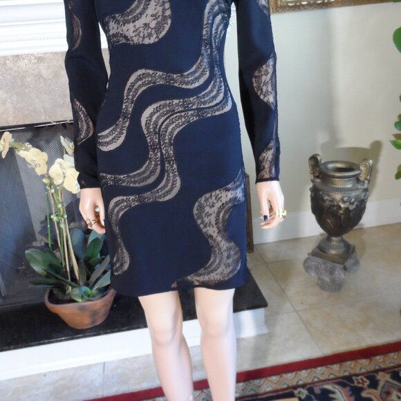 Stella McCartney Black Cocktail Dress w/Lace Inserts Detail Size S - Picture 10 of 16